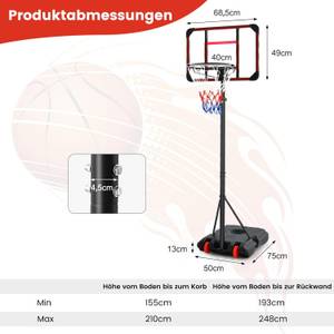 Basketballständer EB50296 Schwarz - Metall - 50 x 248 x 75 cm