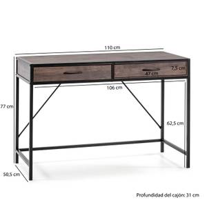 Bureau noir, style industriel, 90 cm longueur CACERES