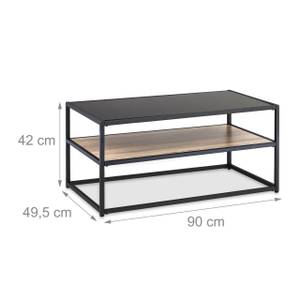 Schwarzer Couchtisch mit Glasplatte Schwarz - Braun - Holzwerkstoff - Glas - Metall - 90 x 42 x 50 cm