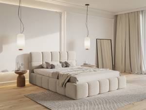 Bett mit Polsterrahmen CLOUDY Ecru - Breite: 200 cm