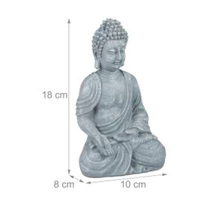 Buddha Figur sitzend 18cm Grau