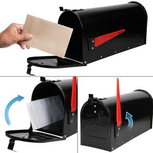 Briefkasten US Mailbox Schwarz Schwarz - Metall - 17 x 23 x 48 cm