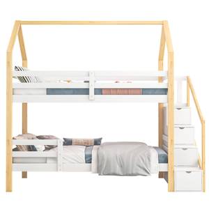 Hausbett Terra Ⅰ Weiß - Holzwerkstoff - Metall - Massivholz - Holzart/Dekor - 97 x 220 x 243 cm