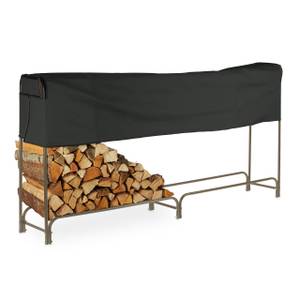 Kaminholzregal mit Abdeckung Schwarz - Braun - Metall - Textil - 250 x 122 x 30 cm