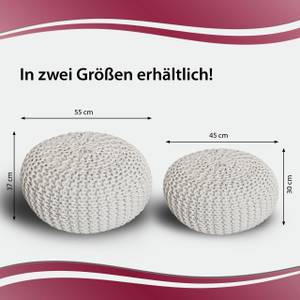 Pouf Sitzpouf Bodenkissen Strickhocker Weiß