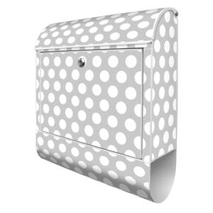Briefkasten Stahl Punkte Grau Weiß - Metall - 38 x 46 x 13 cm