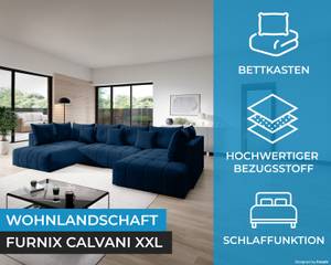 Ecksofa Calvani XXL Monolith 77 Blau