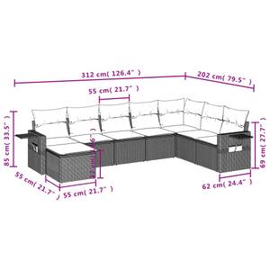 Gartensitzgruppe K5868(8-tlg) Schwarz - Massivholz - 69 x 62 x 55 cm