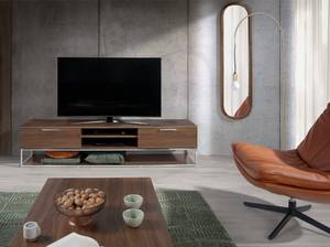 Meuble TV en noyer et acier chromé Marron - Bois manufacturé - 200 x 46 x 46 cm