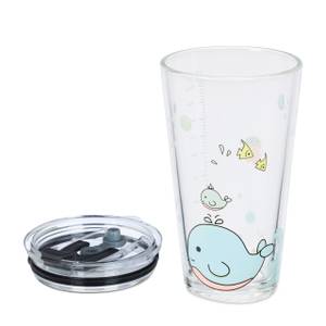 4x verres pour enfant motif de baleine Rose foncé - Turquoise - Verre - Matière plastique - 9 x 16 x 10 cm