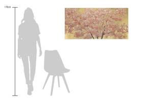 Tableau peint First Scent of Flowers Marron - Rose foncé - Bois massif - Textile - 120 x 60 x 4 cm