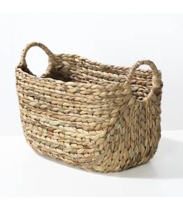 Korb aus Wasserhyazinthe mit Griffen Beige - Naturfaser - 23 x 26 x 40 cm