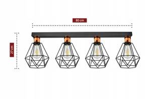 Copper IV Deckenleuchte Schwarz - Metall - 80 x 27 x 20 cm