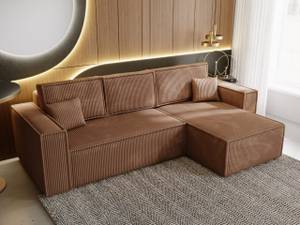 Ecksofa PRATO Braun - Schublade rechts