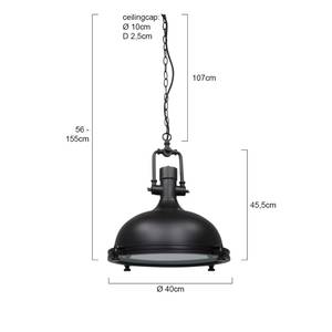 Suspension Eliga Acier / Verre - 1 ampoule - Noir