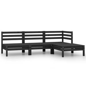 Salon de jardin Noir - Bois massif - Bois/Imitation - 64 x 63 x 64 cm