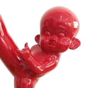 Statue bébé résine rouge H55 cm - JACK Rouge - Porcelaine - 44 x 55 x 30 cm