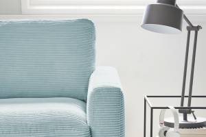 Ecksofa CARA Cord Hellblau - Ecke davorstehend links