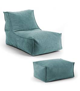 Sitzsack + Pouf, Hocker aus Webstoff Blau