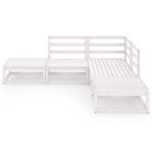 Garten-Lounge-Set (5-teilig) 3009914 Weiß - Massivholz - Holzart/Dekor - 70 x 30 x 70 cm