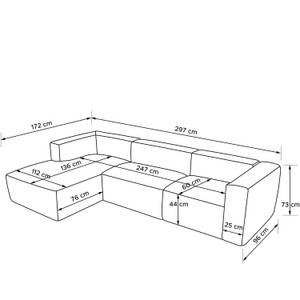 Ecksofa BUFFO 5-Sitzer Sandbraun - Breite: 297 cm - Armlehne beidseitig montierbar - Ecke davorstehend links - Ottomane davorstehend links