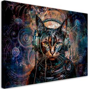 KUNSTDRUCK Cyber Cat DJ Vibes 2 100 x 70 cm