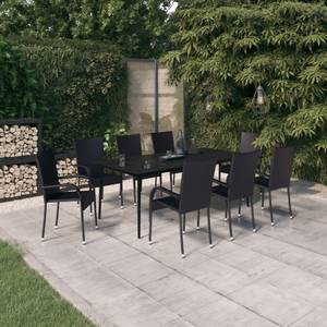 Garten-Essgruppe (9-teilig) 3013410-4 Schwarz - Metall - 100 x 74 x 200 cm