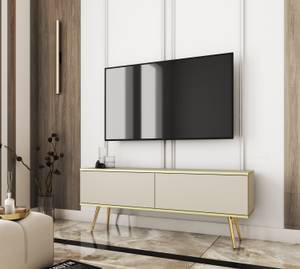 TV-Lowboard Praia Beige - Braun - Gold