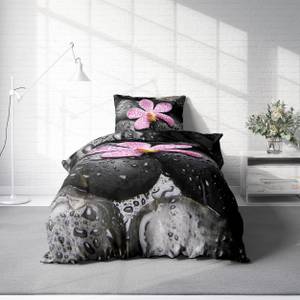 Bettwäsche Steine Orchideen 135x200 cm Schwarz - Textil - 135 x 3 x 200 cm