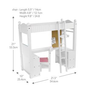 Puppenetagenbett aus Holz Weiß - Massivholz - 26 x 54 x 54 cm