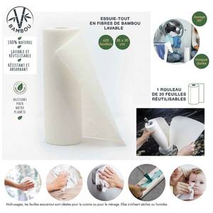 Essuie-tout réutilisable Eco concept Uni Blanc - Fibres naturelles - 29 x 0 cm
