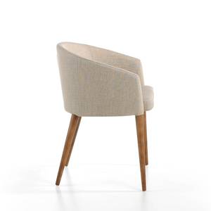 Chaise en tissu avec pieds en bois noyer Beige - Marron - Textile - 59 x 78 x 56 cm