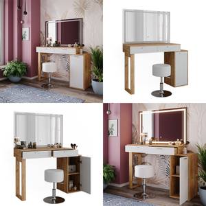 Schminktisch Regina 47732 Braun - Weiß - Holzwerkstoff - 130 x 88 x 40 cm