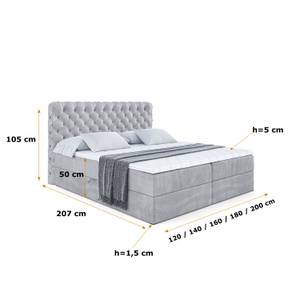 Boxspringbett BOXI8 Grau - Breite: 140 cm - H3