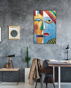 Acrylbild handgemalt Two Faces Massivholz - Textil - 60 x 90 x 4 cm