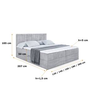 Boxspringbett MOETI Grau - Breite: 120 cm - H3