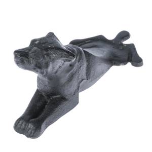 Türstopper liegender Hund Schwarz - Metall - 19 x 7 x 9 cm