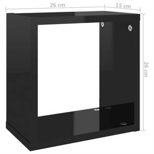 Étagère cube (lot de 2) 3016486-4 Noir brillant - 26 x 26 x 15 cm - Nombre de pièces dans le lot : 2