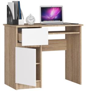 Bureau d'ordinateur Piksel gauche CLP Imitation chêne de Sonoma - Blanc