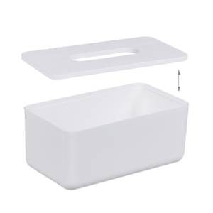 Boîte à mouchoirs couvercle bambou Blanc - Bambou - Matière plastique - 23 x 10 x 13 cm