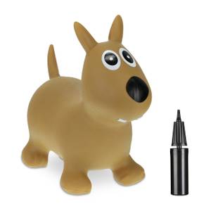 Hüpftier Hund hellbraun Schwarz - Braun - Weiß - Kunststoff - 60 x 50 x 25 cm