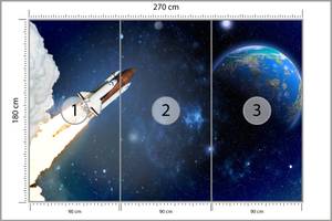 Fototapete KOSMOS Weltraumrakete Sterne 270 x 180 x 180 cm