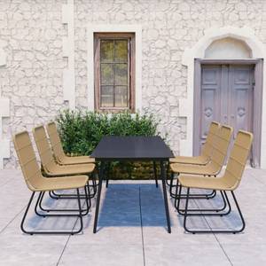 Garten-Essgruppe (7-teilig) 3012986-2 Schwarz - Kunststoff - Polyrattan - 90 x 74 x 190 cm