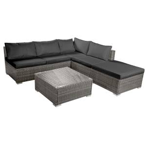 Gartenmöbelset Oase Grau - Polyrattan - 75 x 70 x 205 cm