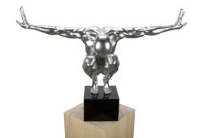 Skulptur Even Temper Silber - Kunststein - Kunststoff - 80 x 61 x 33 cm