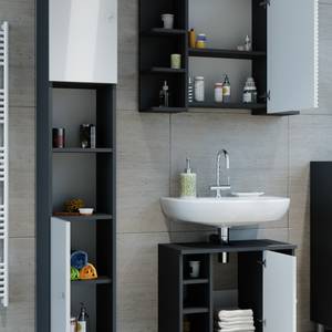 Mobilier de salle de bains Fynn Anthracite - Blanc brillant