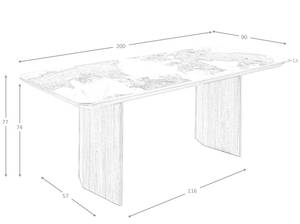 Esstisch 1129 Weiß - Porzellan - Stein - 200 x 77 x 90 cm