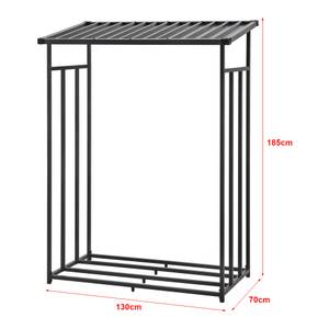 Brennholzunterstand Yakutat (W) Schwarz - Metall - 130 x 185 x 70 cm