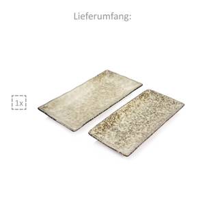 2-tlg. Servierplatten Set Pompei Beige - Stein - 36 x 7 x 37 cm