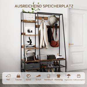 Garderobenständer mit Sitzbank Braun - Holzwerkstoff - 40 x 180 x 122 cm